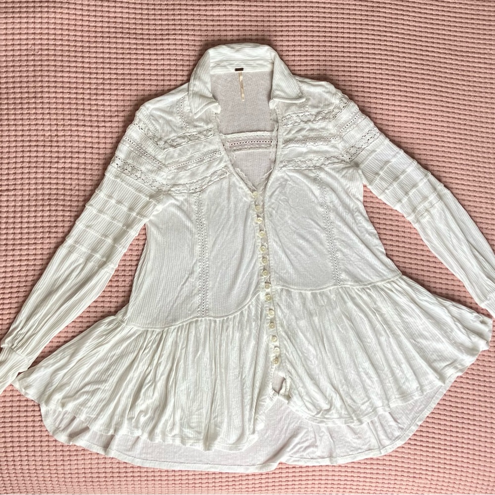 Free People White Button-Down Tunic